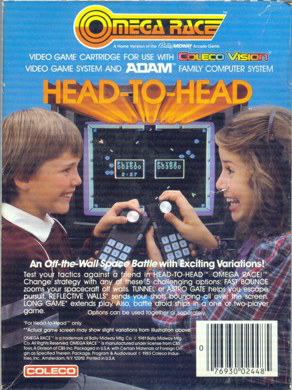 Omega Race box art for Colecovision